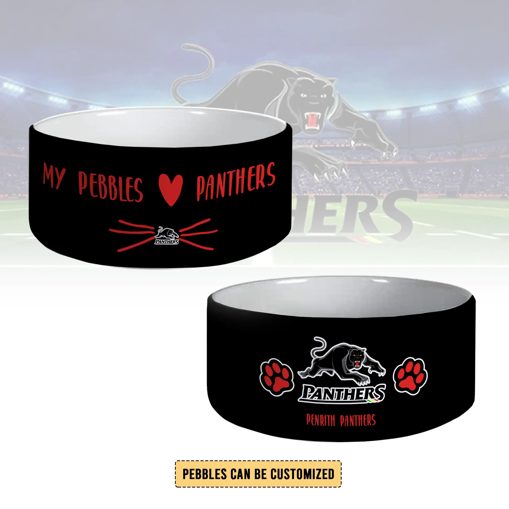 Auspiritmerch Penrith Panthers Personalized Ceramic Pet Bowl Gift For Fans