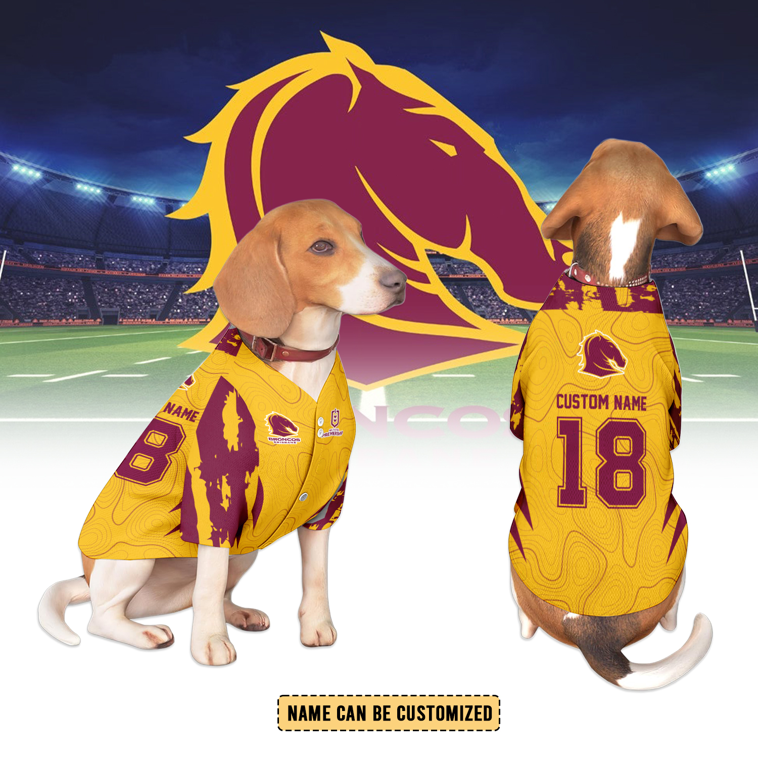 Auspiritmerch Brisbane Broncos Personalized Pet Baseball Jersey Gift For Fans