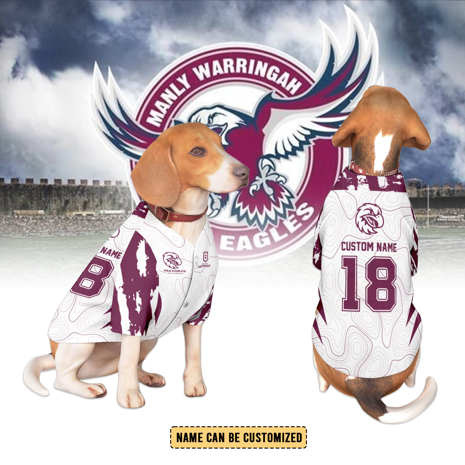 Auspiritmerch Manly Warringah Sea Eagles Personalized Pet Baseball Jersey Gift For Fans