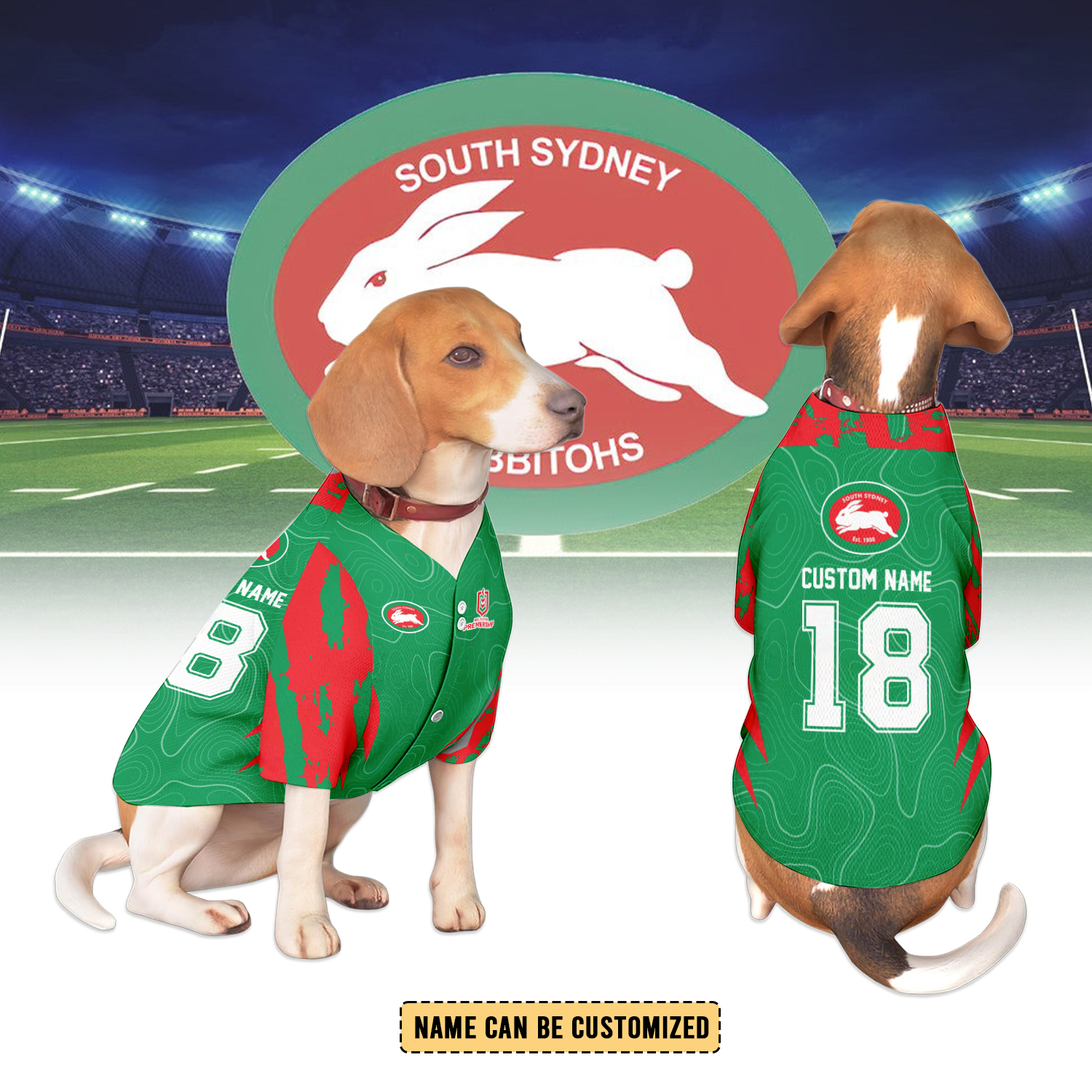 Auspiritmerch South Sydney Rabbitohs Personalized Pet Baseball Jersey Gift For Fans