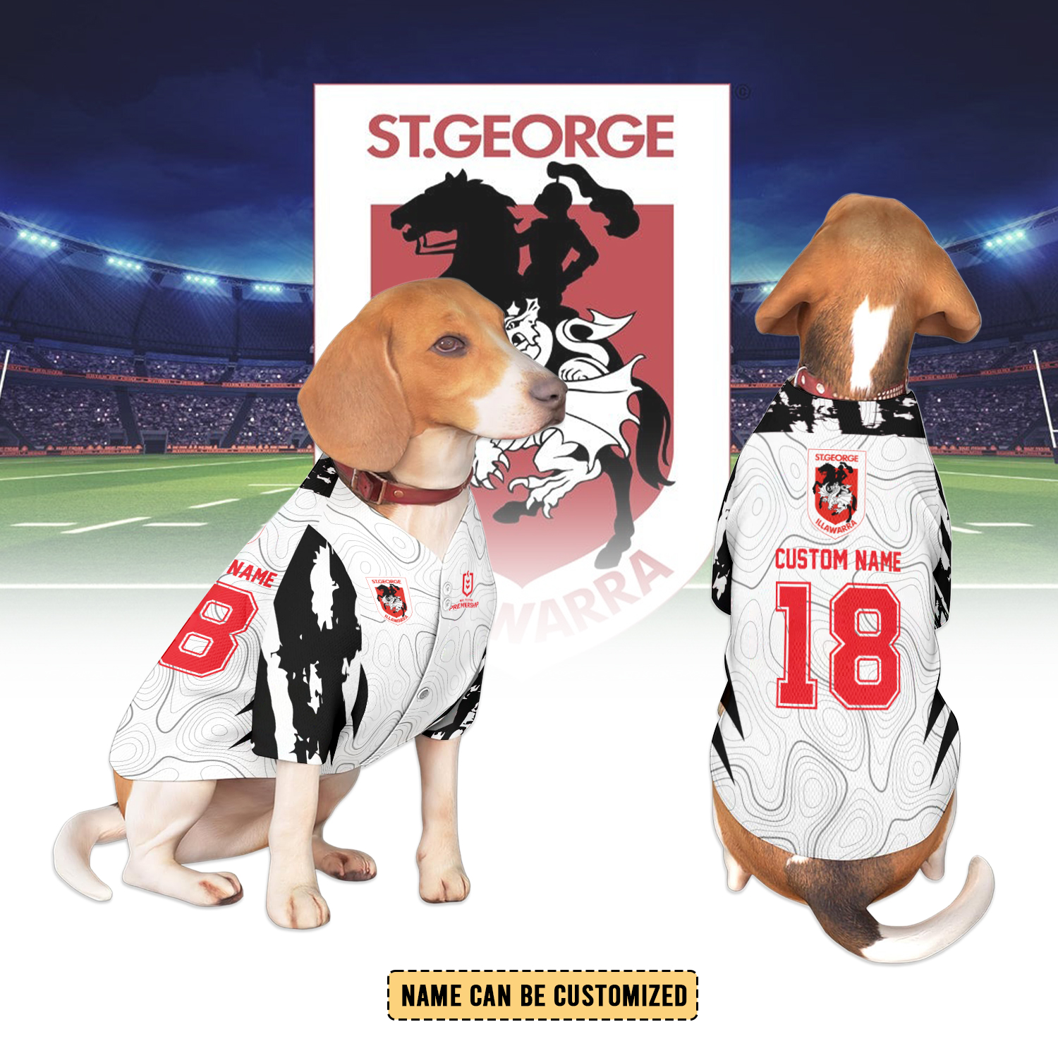 Auspiritmerch St. George Illawarra Dragons Personalized Pet Baseball Jersey Gift For Fans