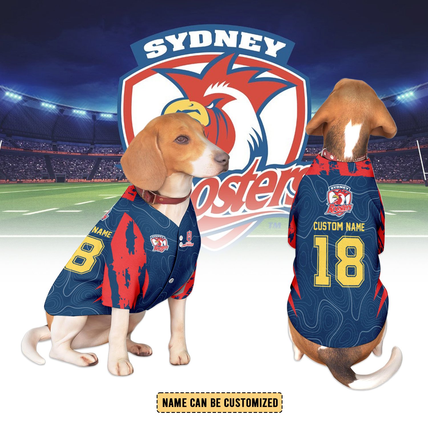 Auspiritmerch Sydney Roosters Personalized Pet Baseball Jersey Gift For Fans