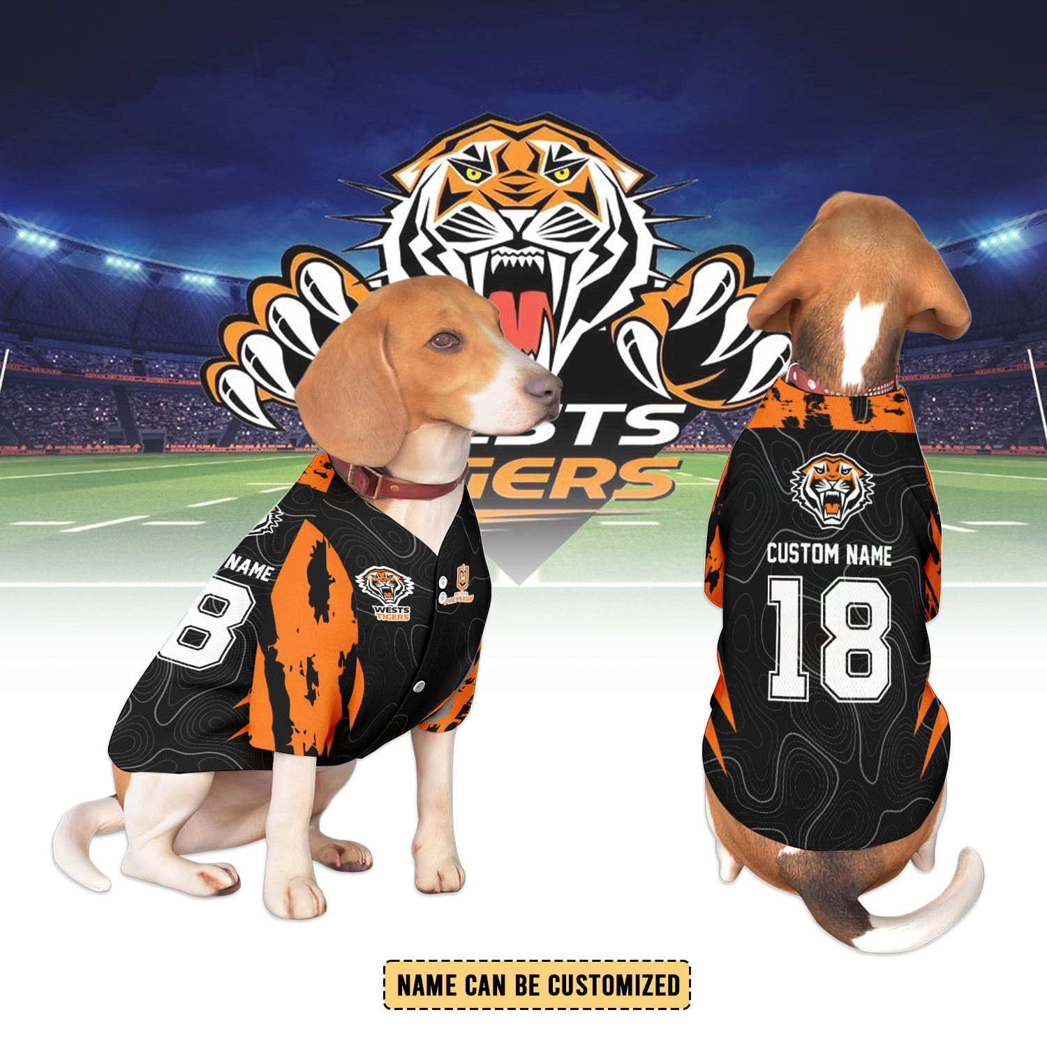 Auspiritmerch Wests Tigers Personalized Pet Baseball Jersey Gift For Fans