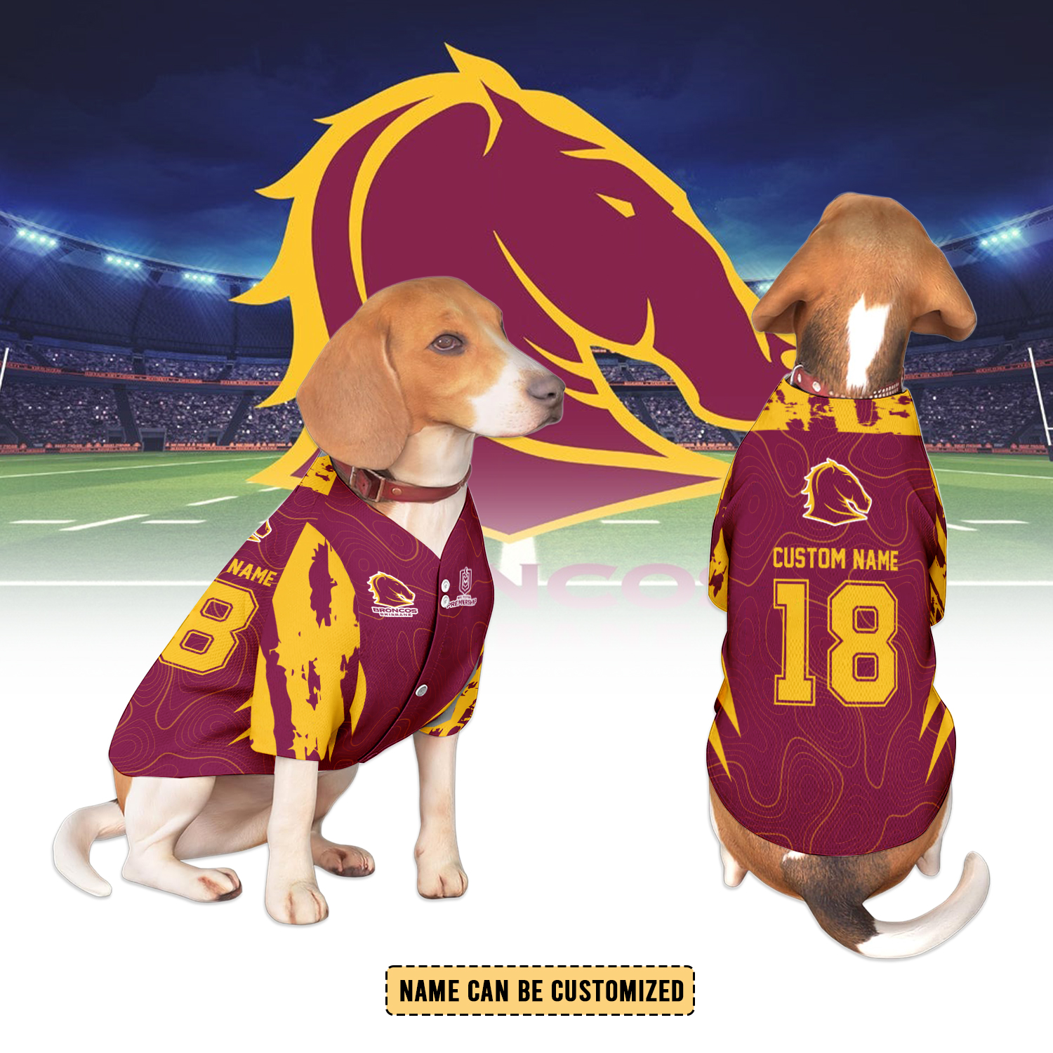 Auspiritmerch Brisbane Broncos Personalized Pet Baseball Jersey Gift For Fans