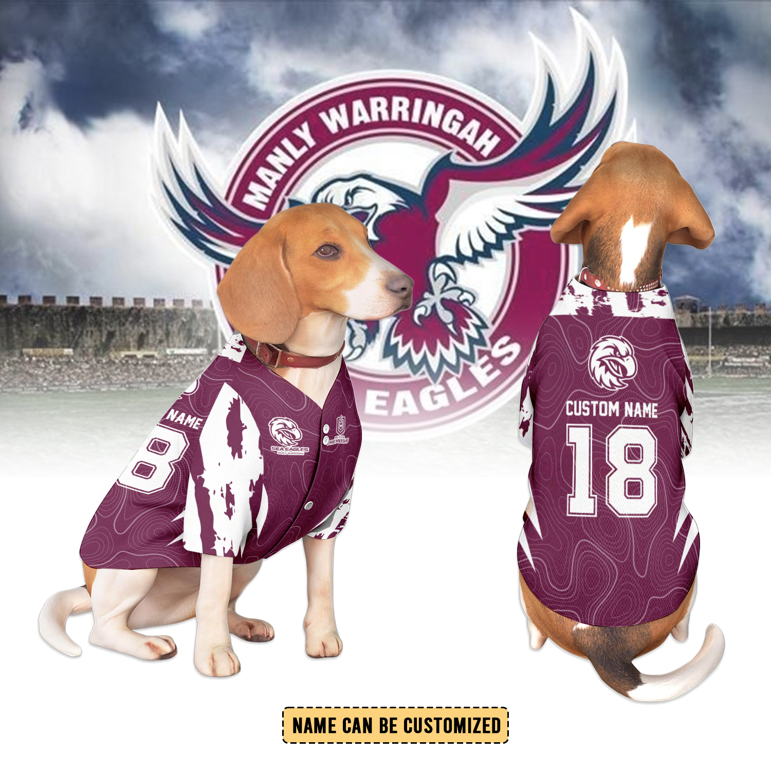Auspiritmerch Manly Warringah Sea Eagles Personalized Pet Baseball Jersey Gift For Fans