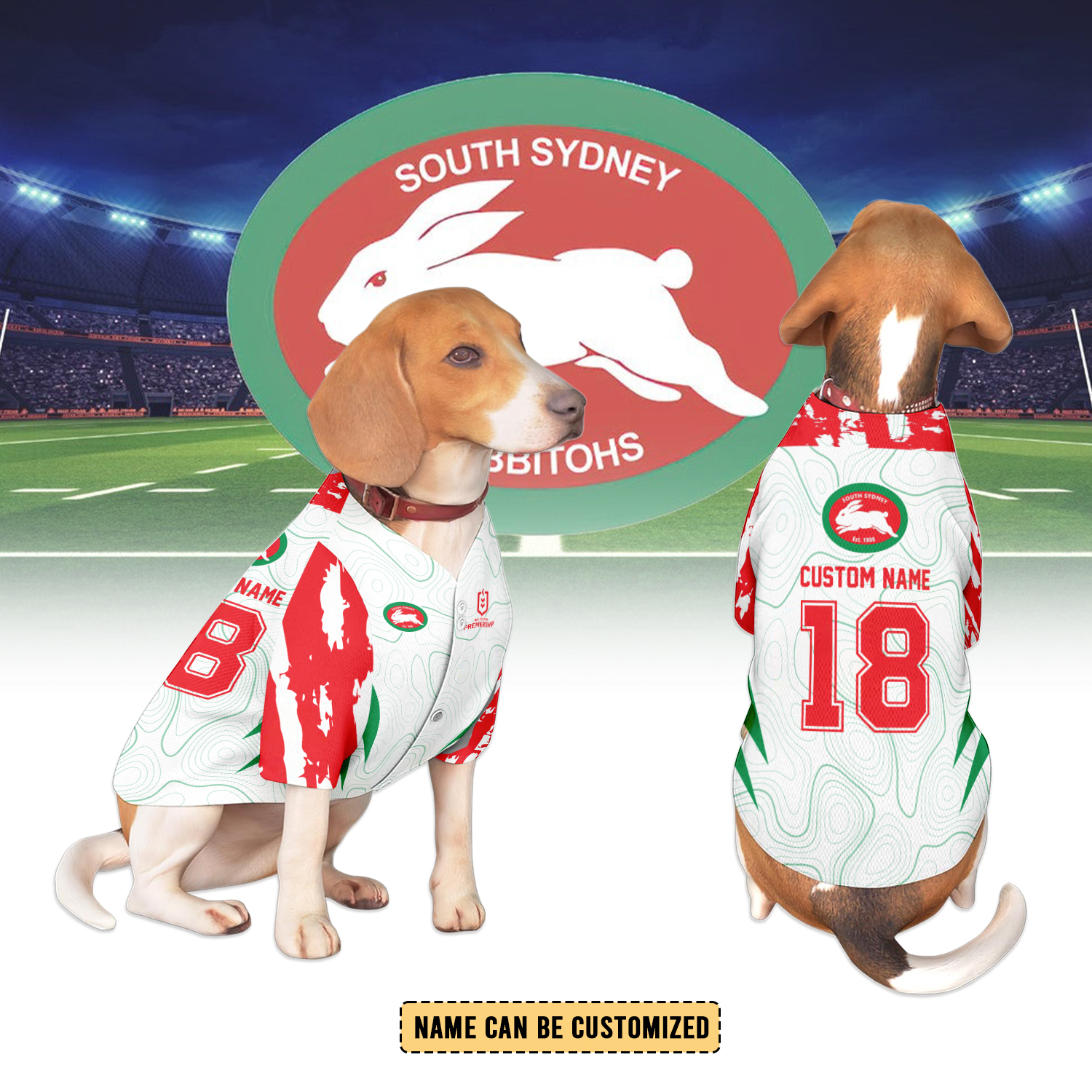 Auspiritmerch South Sydney Rabbitohs Personalized Pet Baseball Jersey Gift For Fans