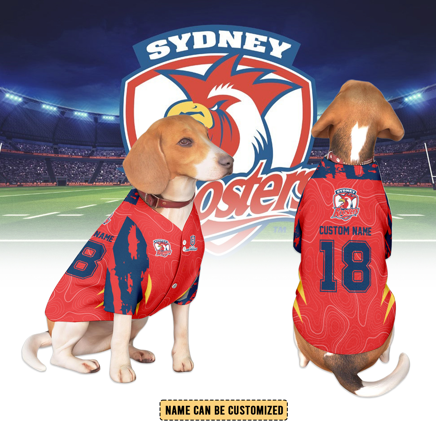 Auspiritmerch Sydney Roosters Personalized Pet Baseball Jersey Gift For Fans