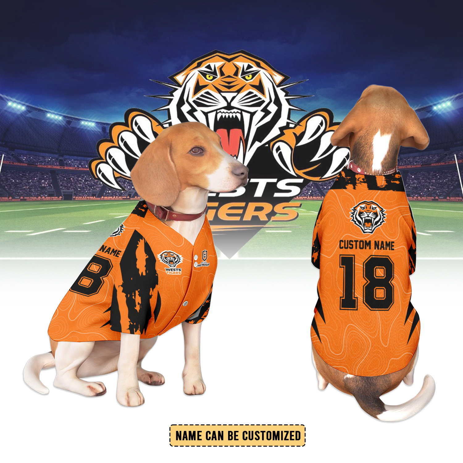 Auspiritmerch Wests Tigers Personalized Pet Baseball Jersey Gift For Fans