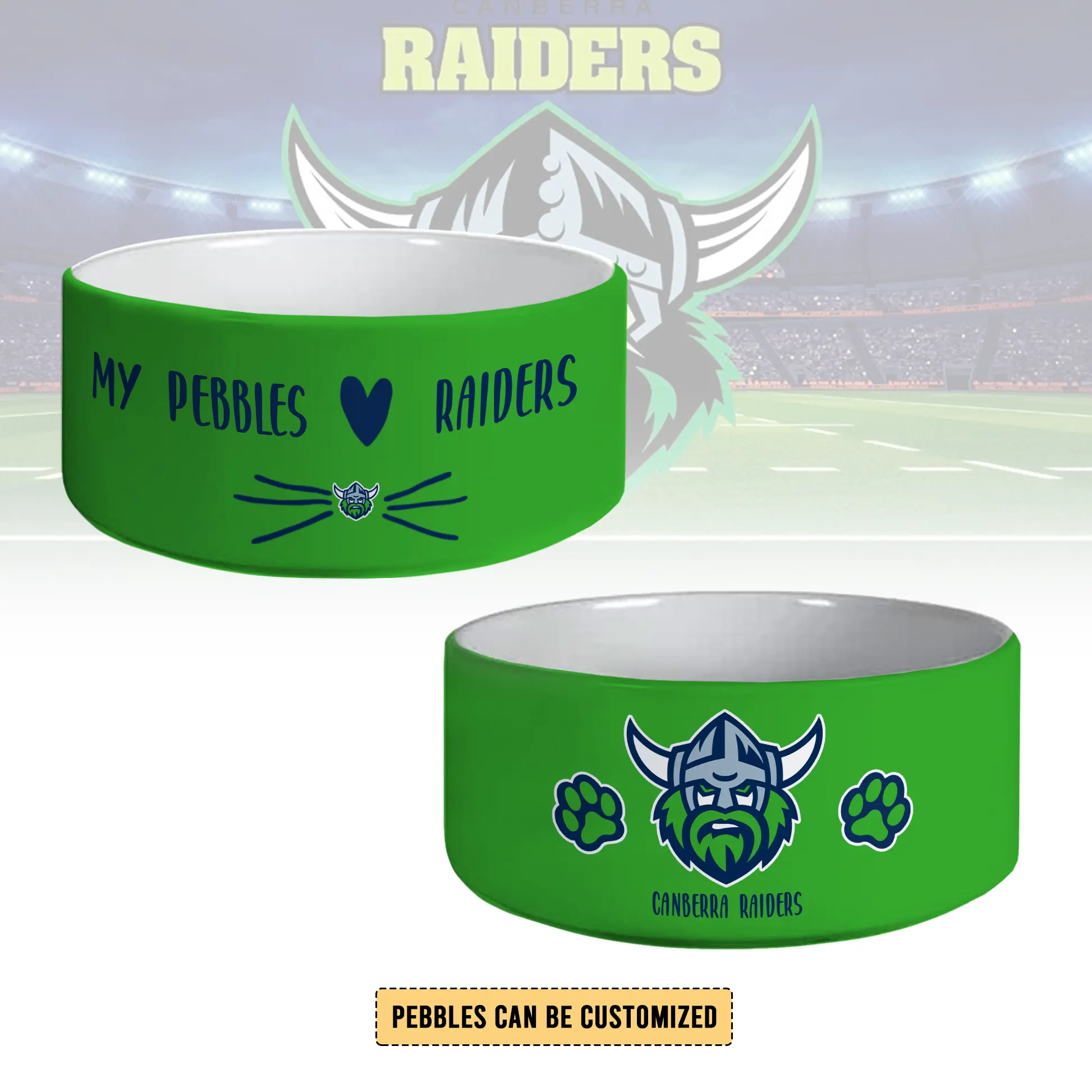 Auspiritmerch Canberra Raiders Personalized Ceramic Pet Bowl Gift For Fans