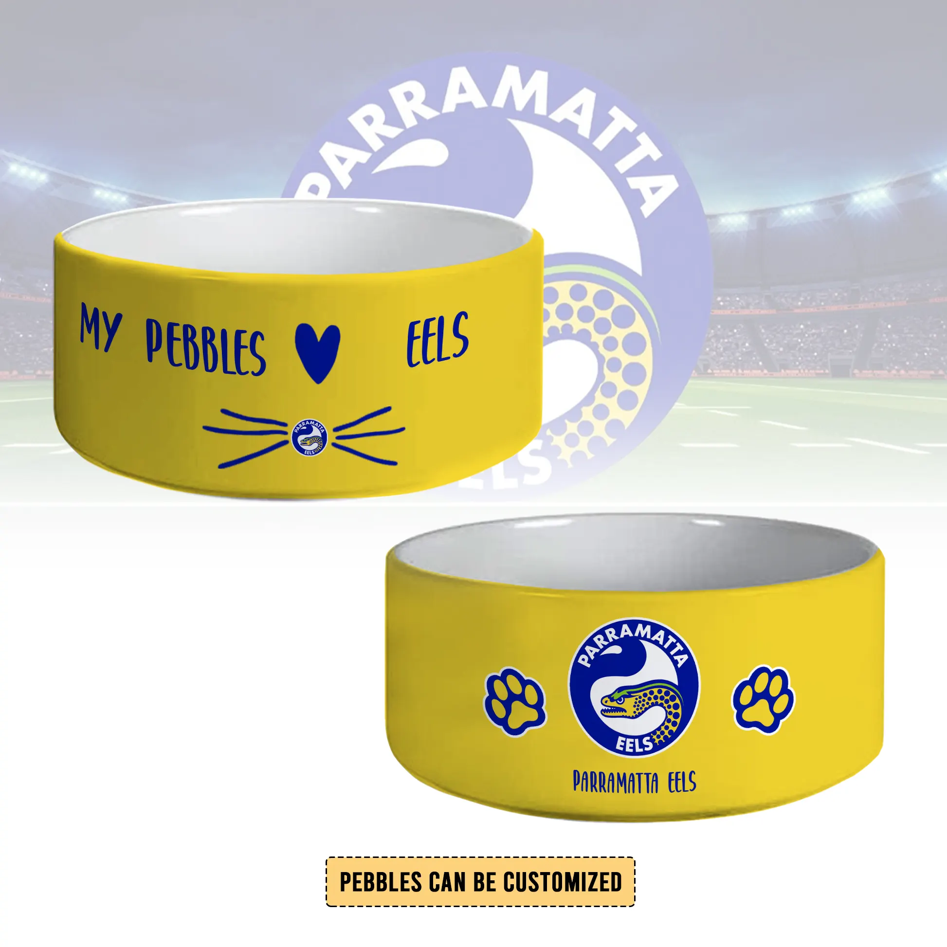 Auspiritmerch Parramatta Eels Personalized Ceramic Pet Bowl Gift For Fans