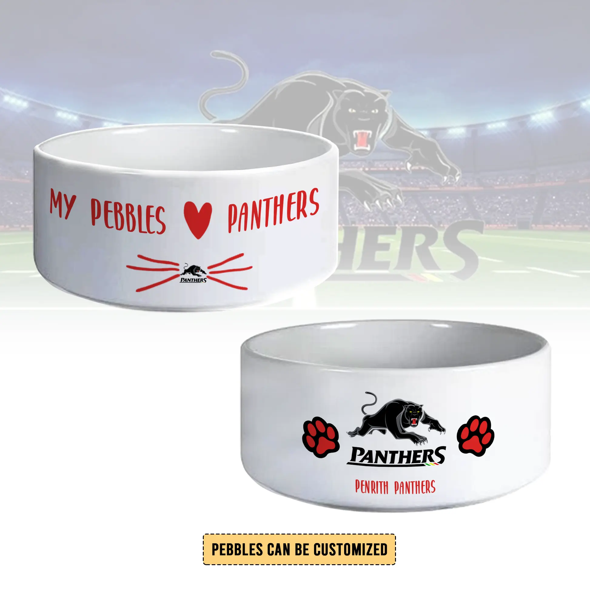 Auspiritmerch Penrith Panthers Personalized Ceramic Pet Bowl Gift For Fans