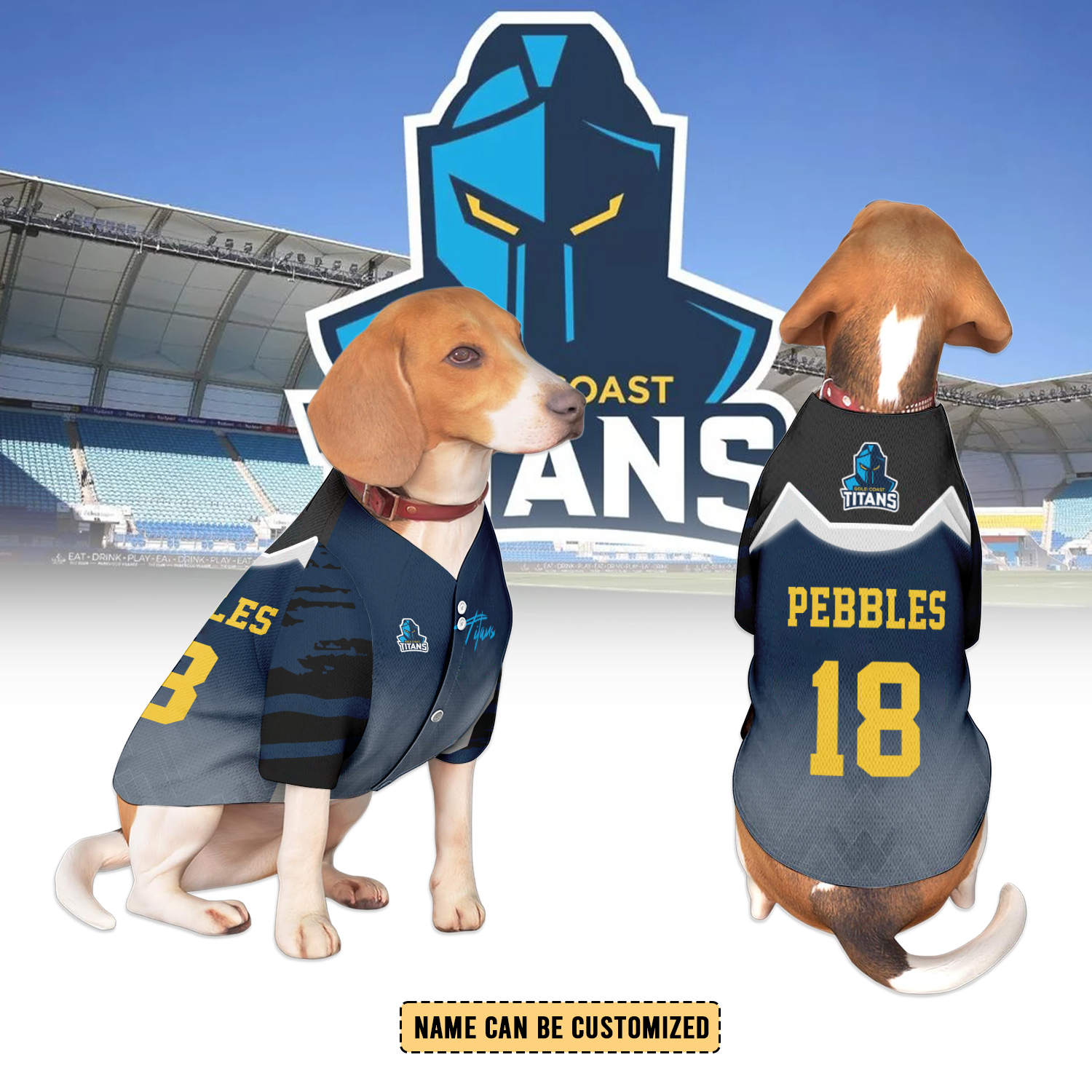 Auspiritmerch Gold Coast Titans Personalized Pet Baseball Jersey Gift For Fans