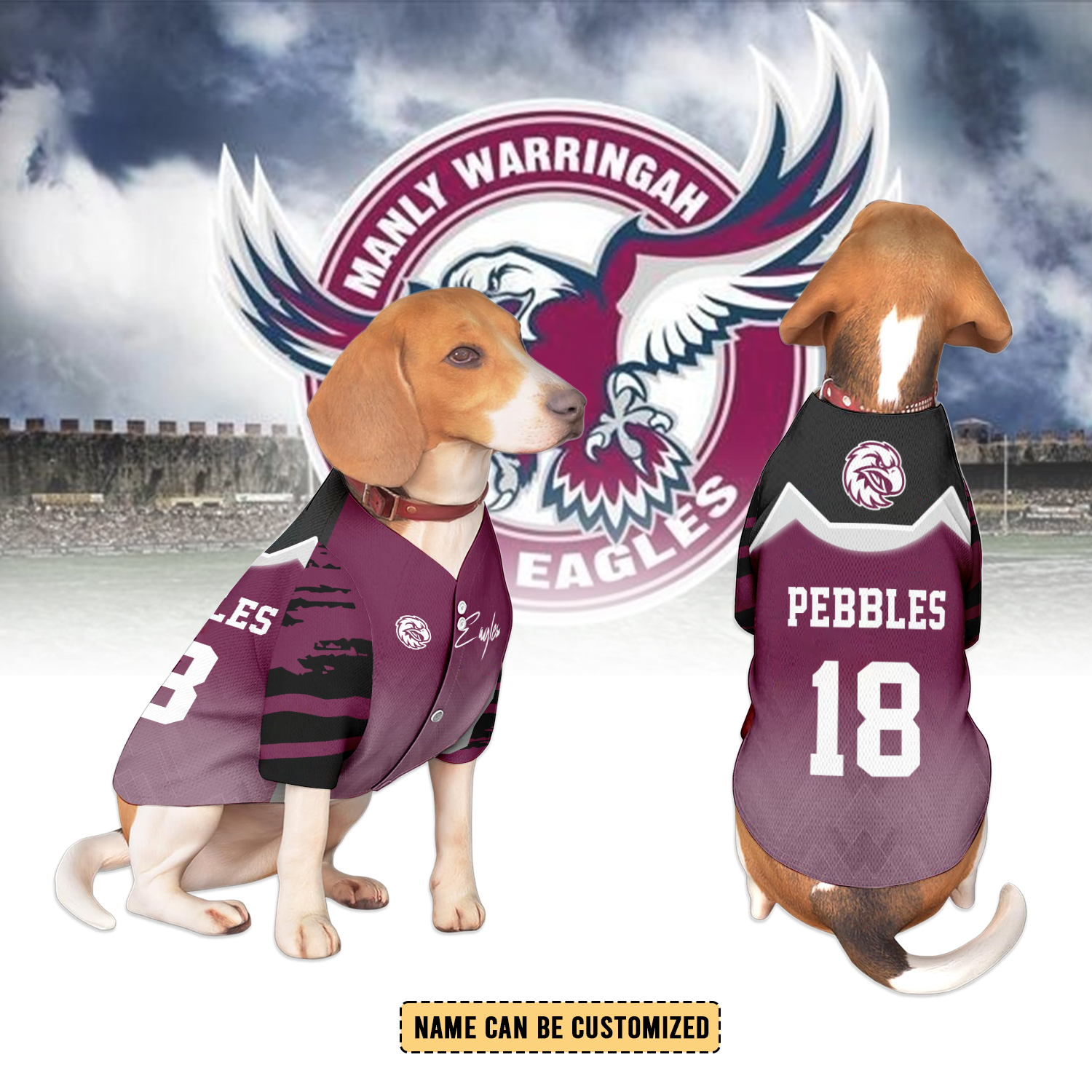 Auspiritmerch Manly Warringah Sea Eagles Personalized Pet Baseball Jersey Gift For Fans