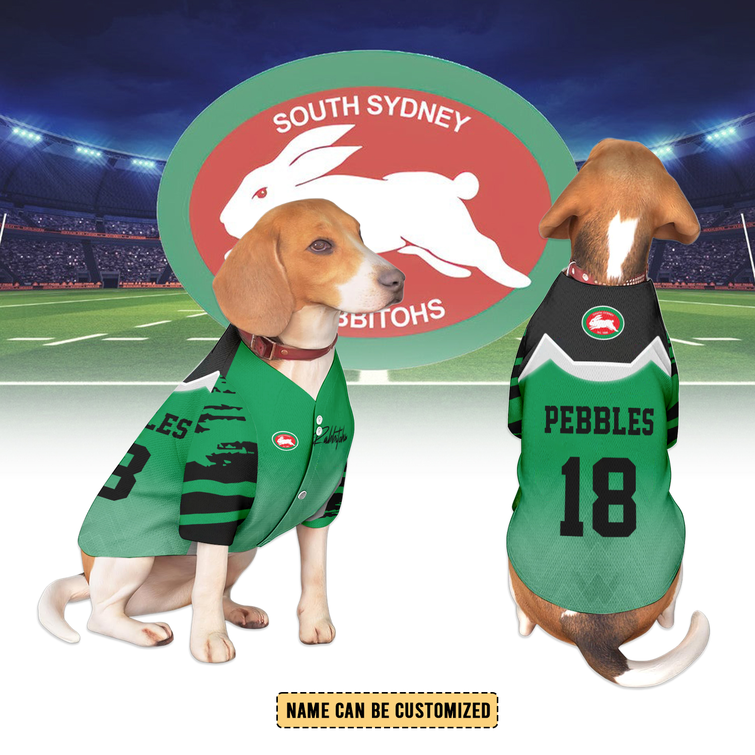 Auspiritmerch South Sydney Rabbitohs Personalized Pet Baseball Jersey Gift For Fans