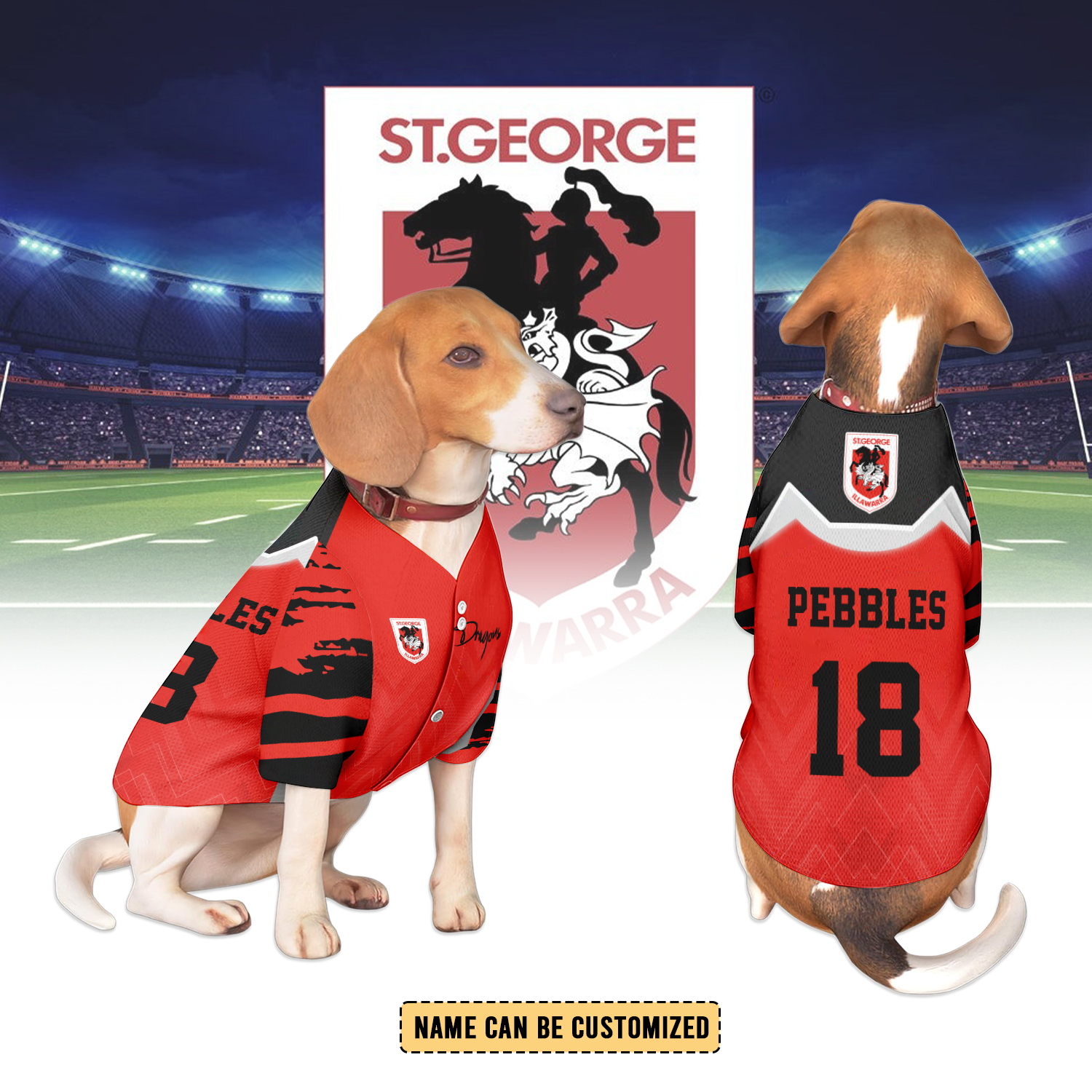 Auspiritmerch St. George Illawarra Dragons Personalized Pet Baseball Jersey Gift For Fans