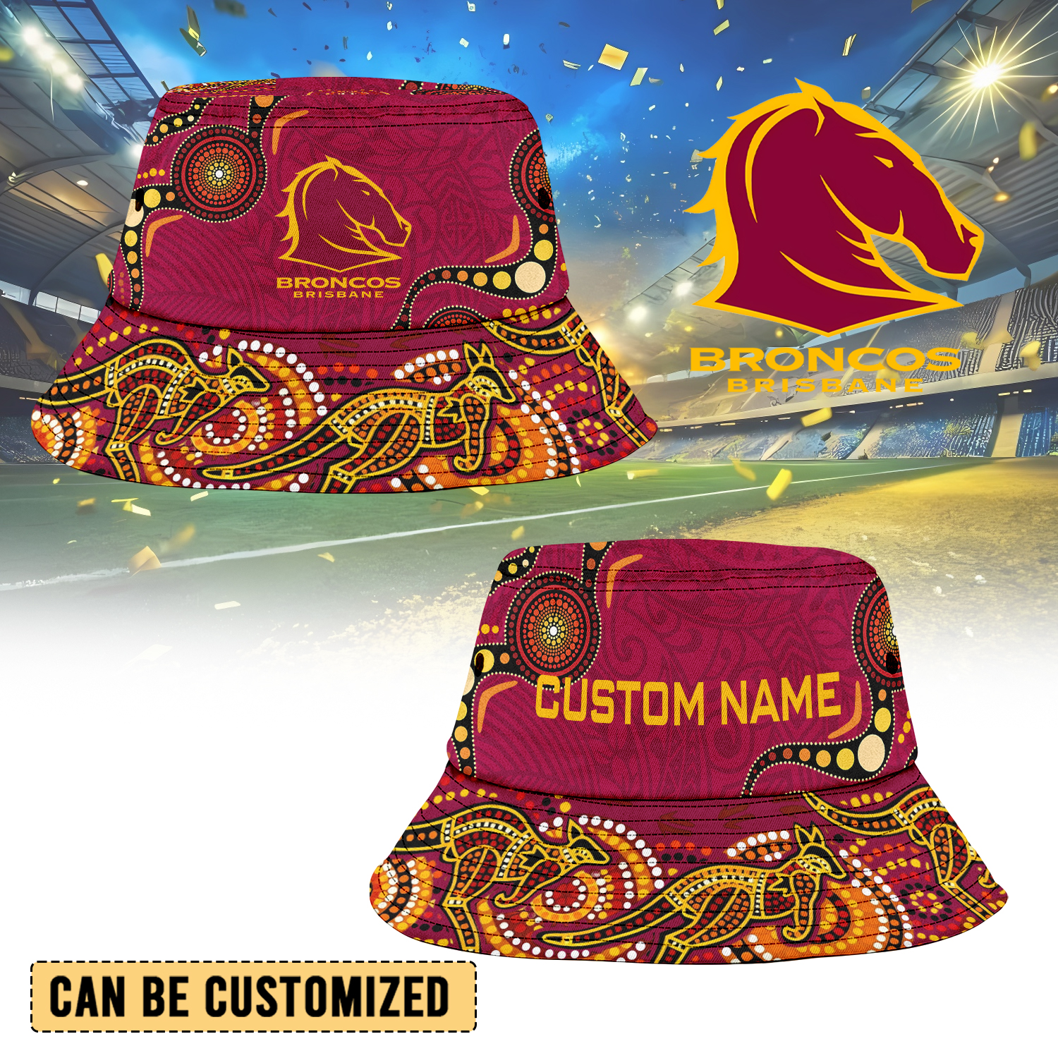 Auspiritmerch Brisbane Broncos Personalized Bucket Hat Gift For Fans