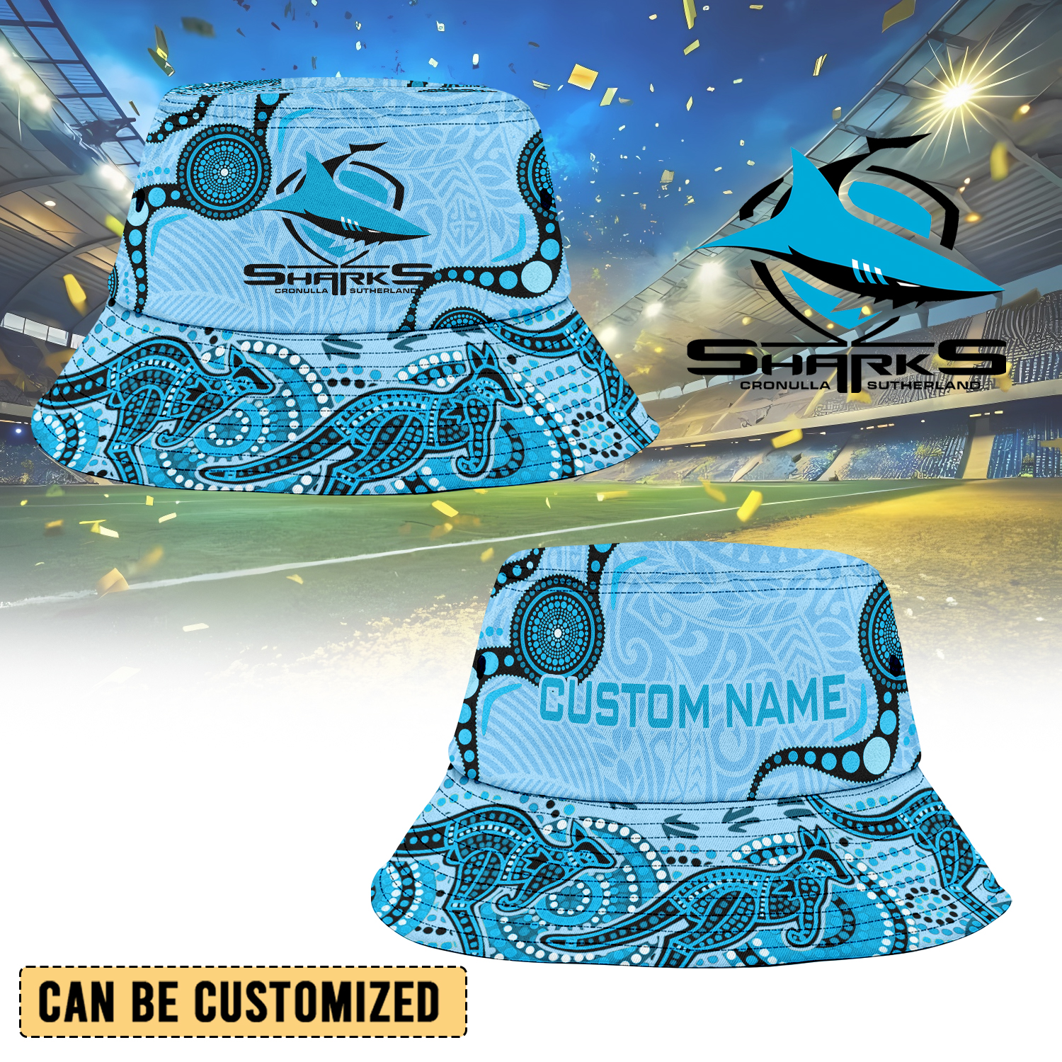 Auspiritmerch Cronulla-Sutherland Sharks Personalized Bucket Hat Gift For Fans