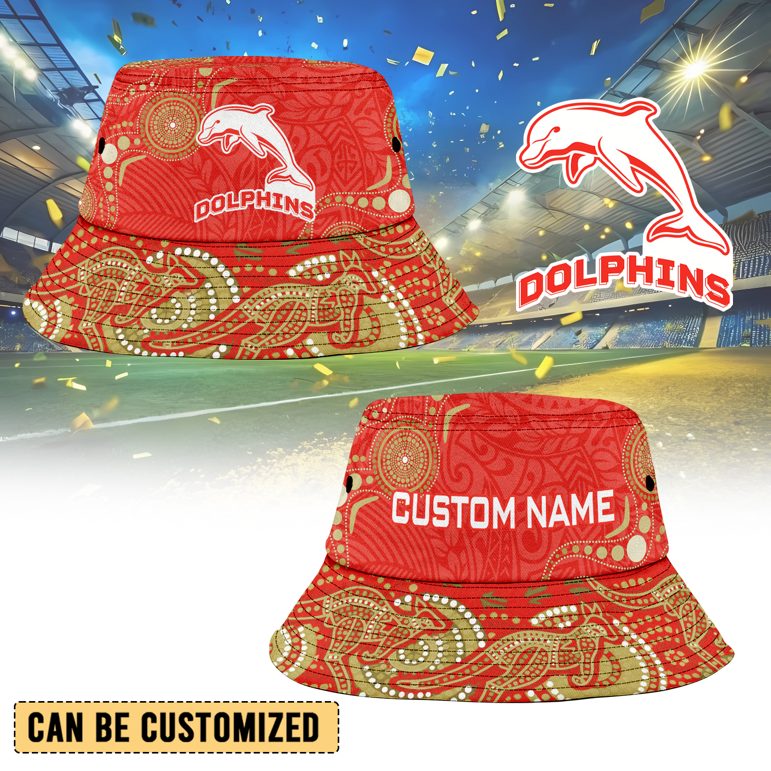 Auspiritmerch Dolphins Personalized Bucket Hat Gift For Fans