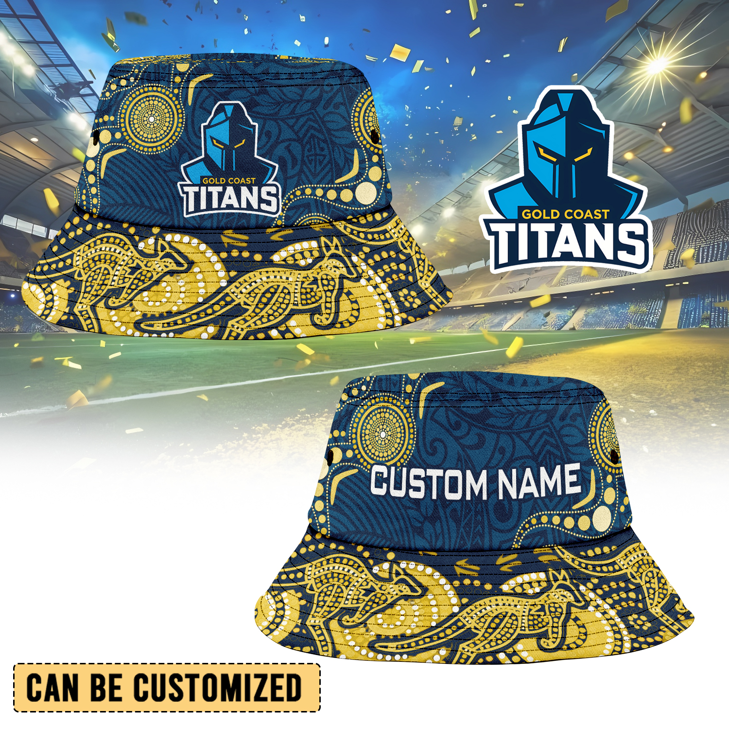 Auspiritmerch Gold Coast Titans Personalized Bucket Hat Gift For Fans