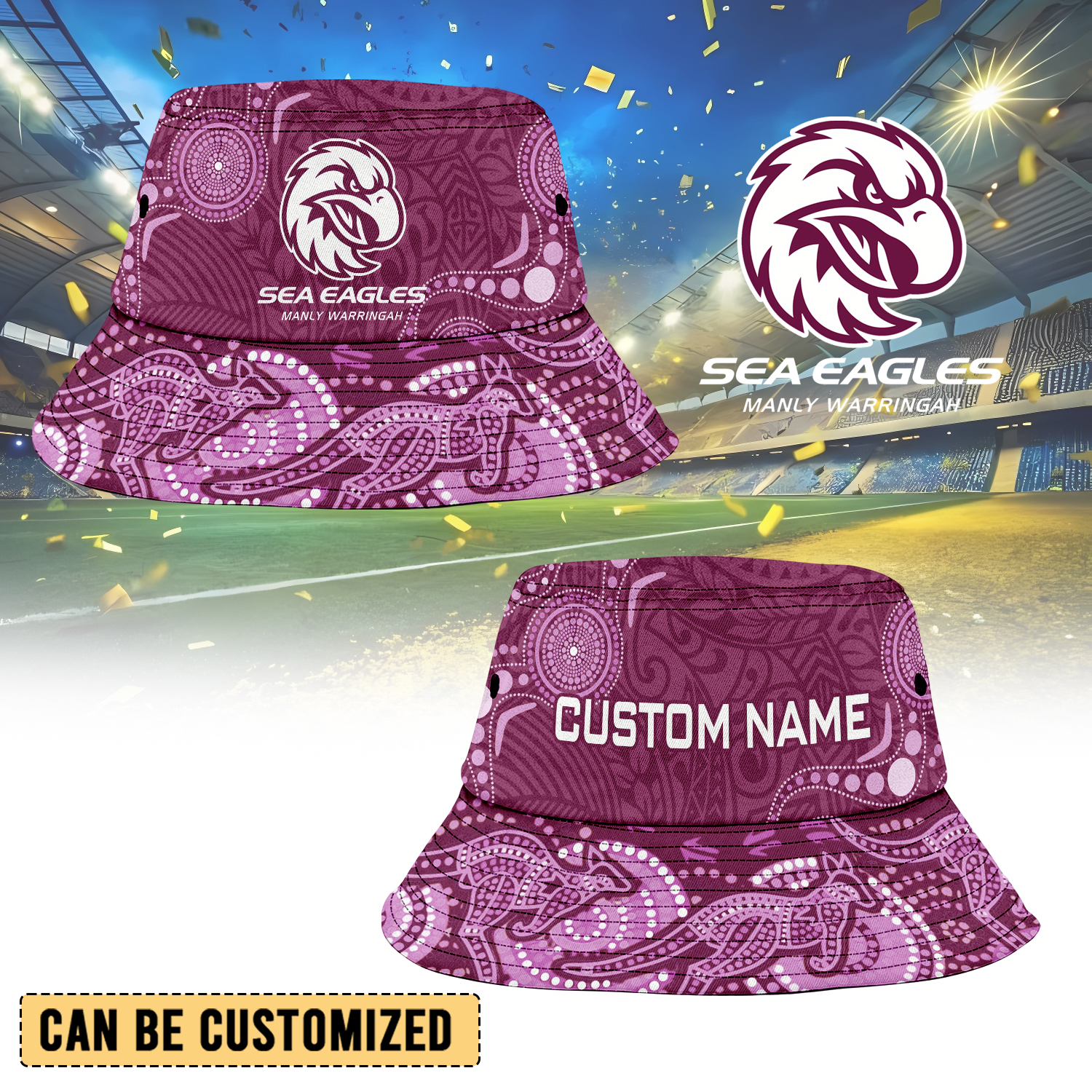 Auspiritmerch Manly Warringah Sea Eagles Personalized Bucket Hat Gift For Fans