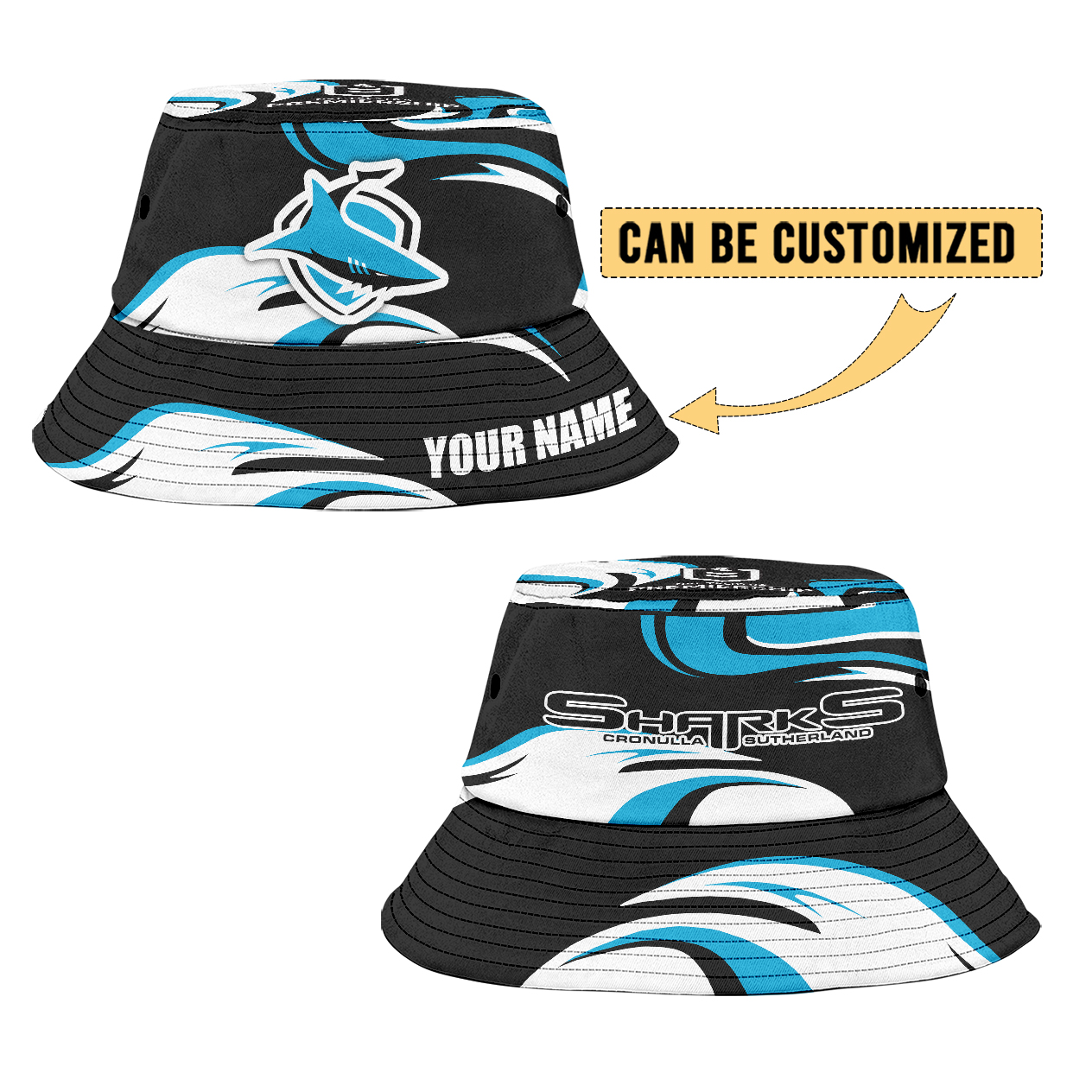 Auspiritmerch Cronulla-Sutherland Sharks Personalized Bucket Hat Gift For Fans
