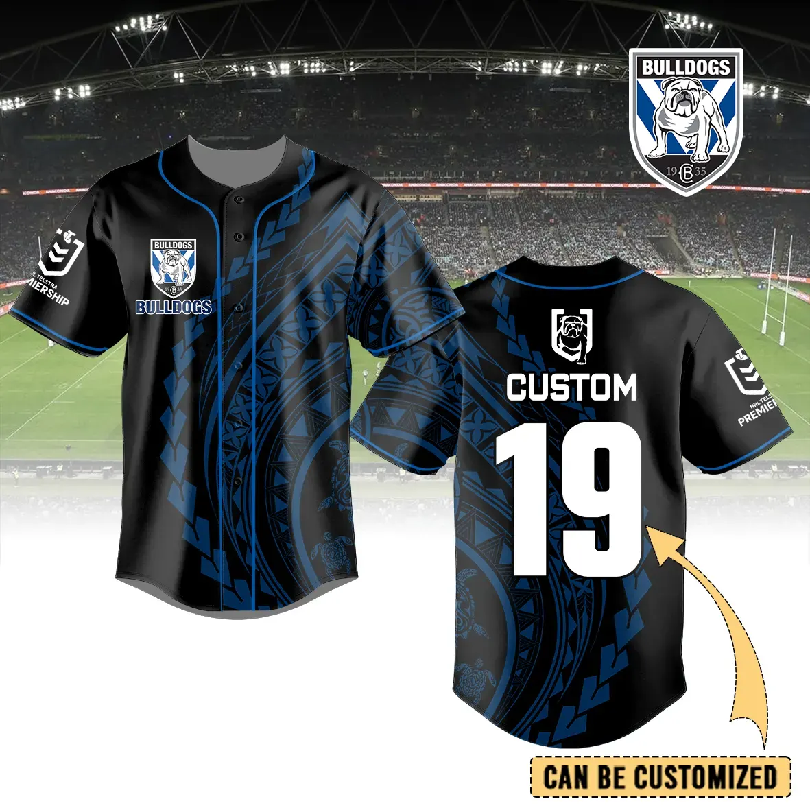 Auspiritmerch Canterbury-Bankstown Bulldogs Personalized Baseball Jersey Gifts For Fans