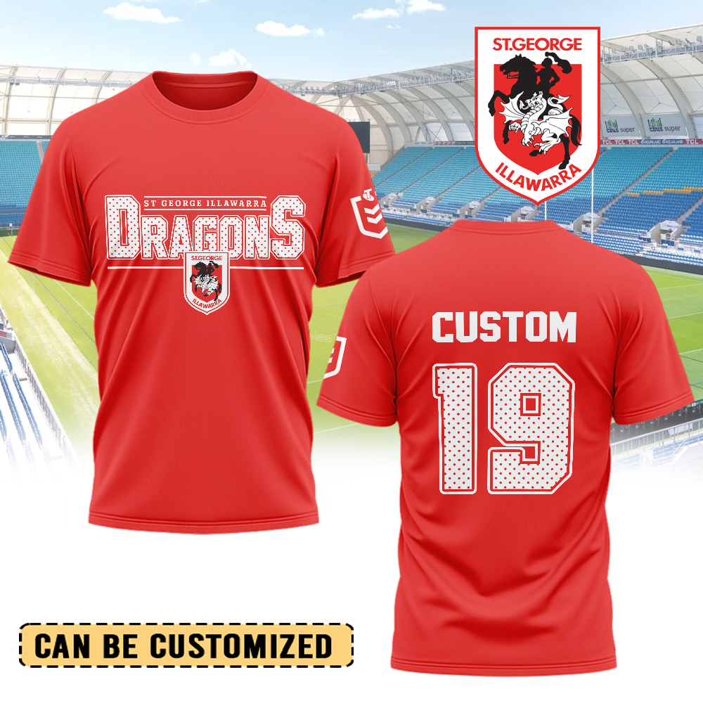 Auspiritmerch St. George Illawarra Dragons Personalized T Shirt Gift For Fans