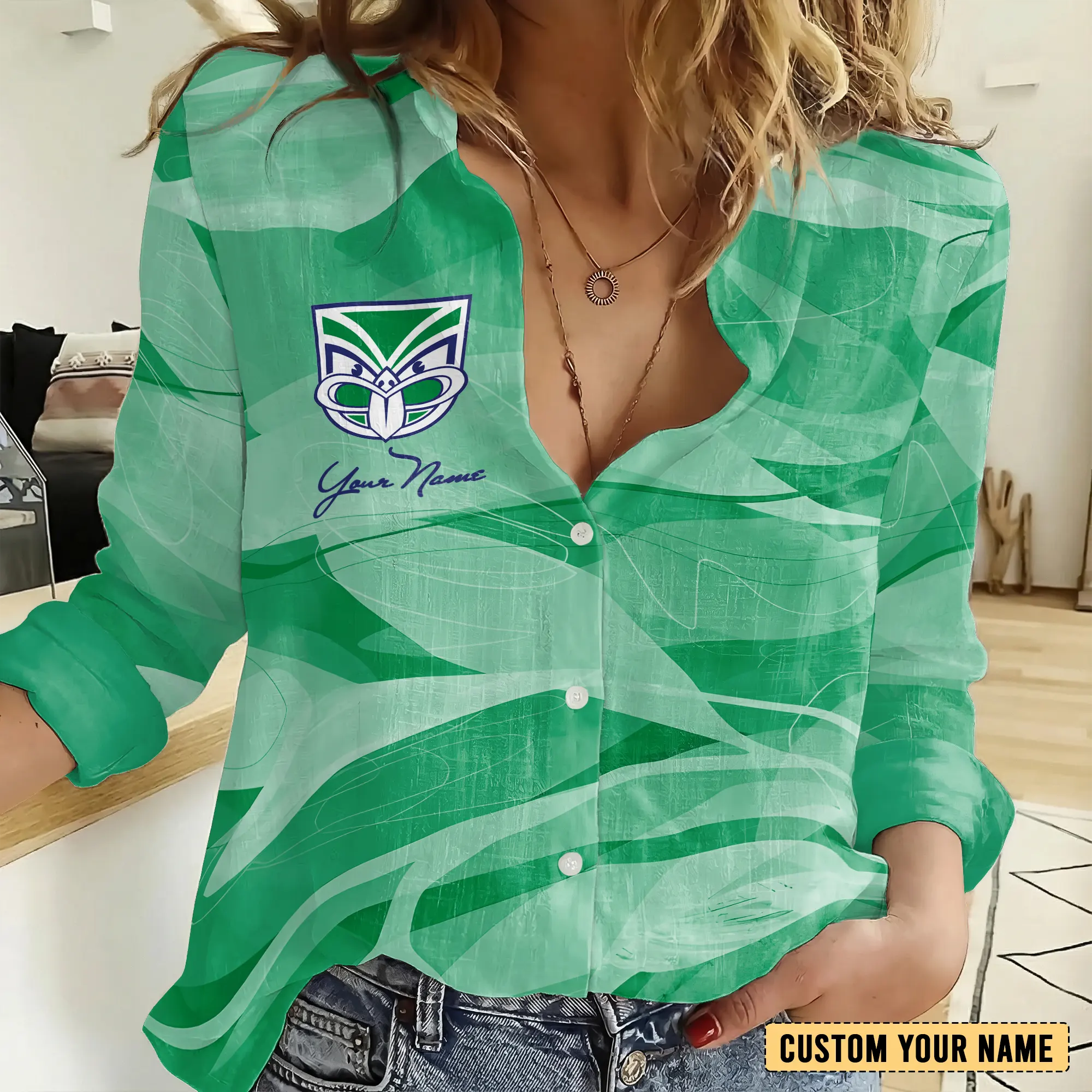 Auspiritmerch New Zealand Warriors Personalized Women's Casual Shirt Gift For Fans