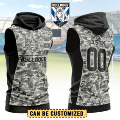 Auspiritmerch Canterbury-Bankstown Bulldogs Personalized Hooded Tank Top Gift For Fans - Gray