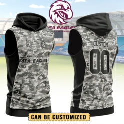 Auspiritmerch Manly Warringah Sea Eagles Personalized Hooded Tank Top Gift For Fans - Gray