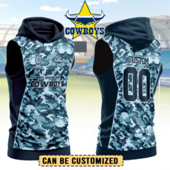 Auspiritmerch North Queensland Cowboys Personalized Hooded Tank Top Gift For Fans - Blue