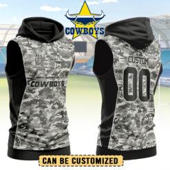 Auspiritmerch North Queensland Cowboys Personalized Hooded Tank Top Gift For Fans - Gray
