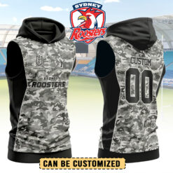 Auspiritmerch Sydney Roosters Personalized Hooded Tank Top Gift For Fans - Gray