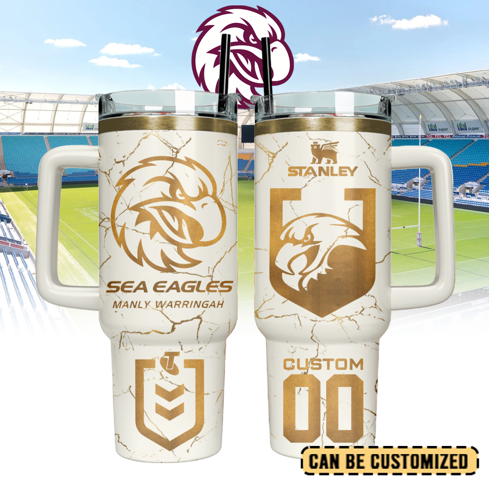 Auspiritmerch Manly Warringah Sea Eagles Custom Stanley Quencher 40oz Stainless Steel Tumbler With Handle - Style2