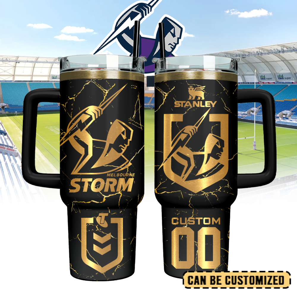 Auspiritmerch Melbourne Storm Custom Stanley Quencher 40oz Stainless Steel Tumbler With Handle - Style1