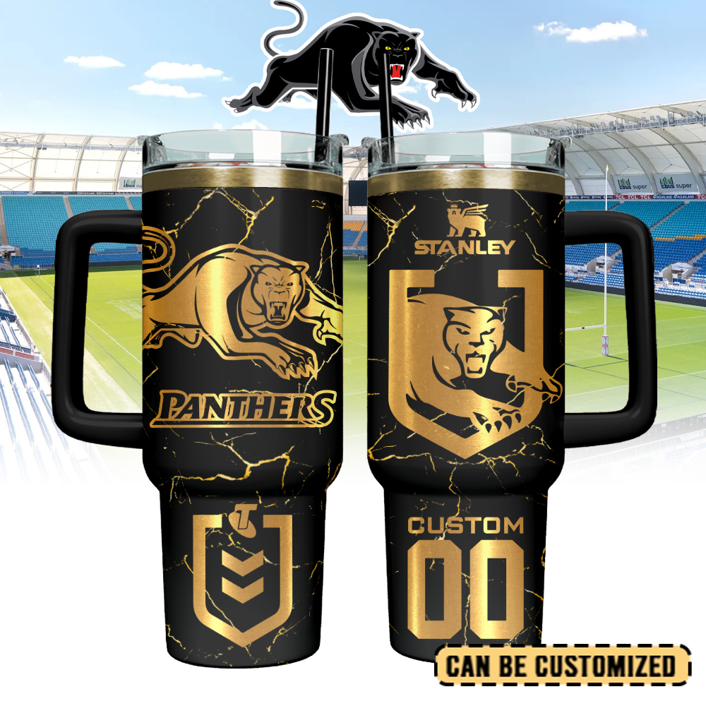 Auspiritmerch Penrith Panthers Custom Stanley Quencher 40oz Stainless Steel Tumbler With Handle