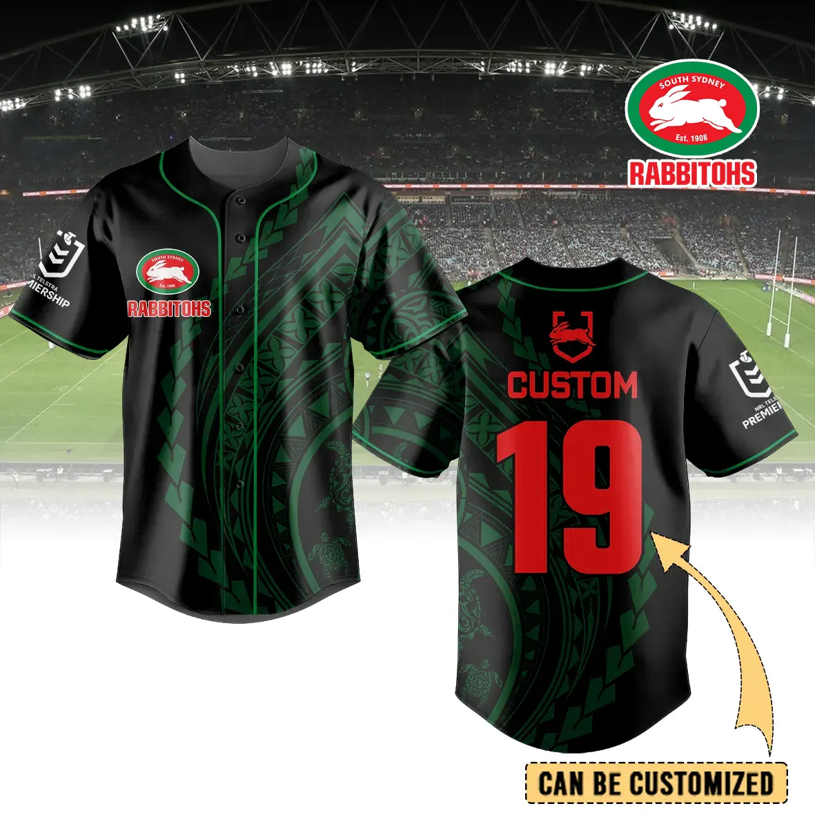 Auspiritmerch South Sydney Rabbitohs Personalized Baseball Jersey Gifts For Fans