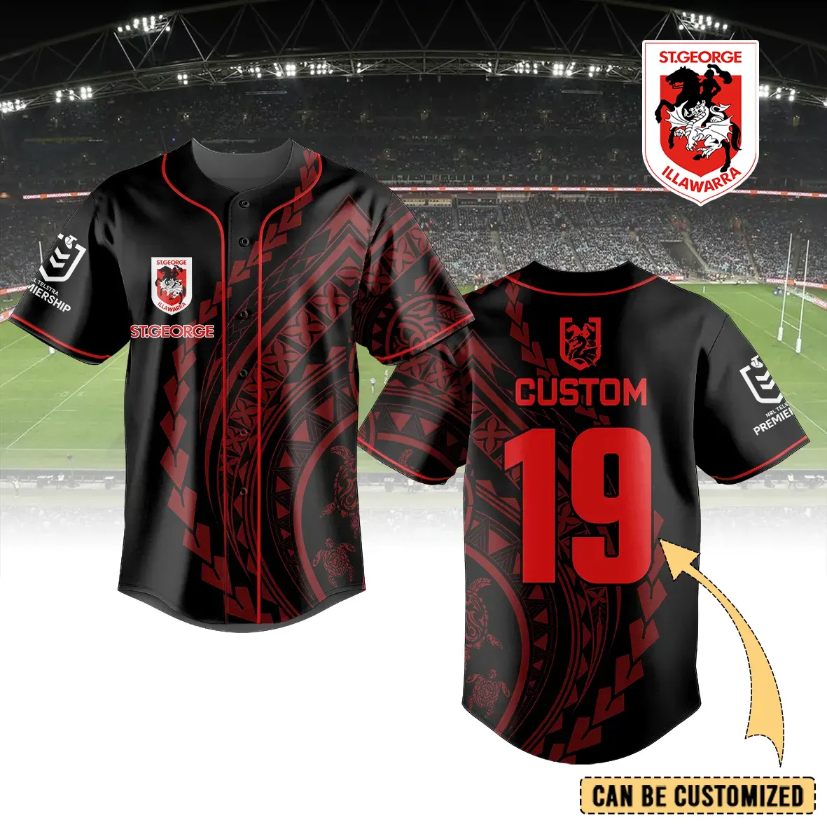Auspiritmerch St. George Illawarra Dragons Personalized Baseball Jersey Gifts For Fans