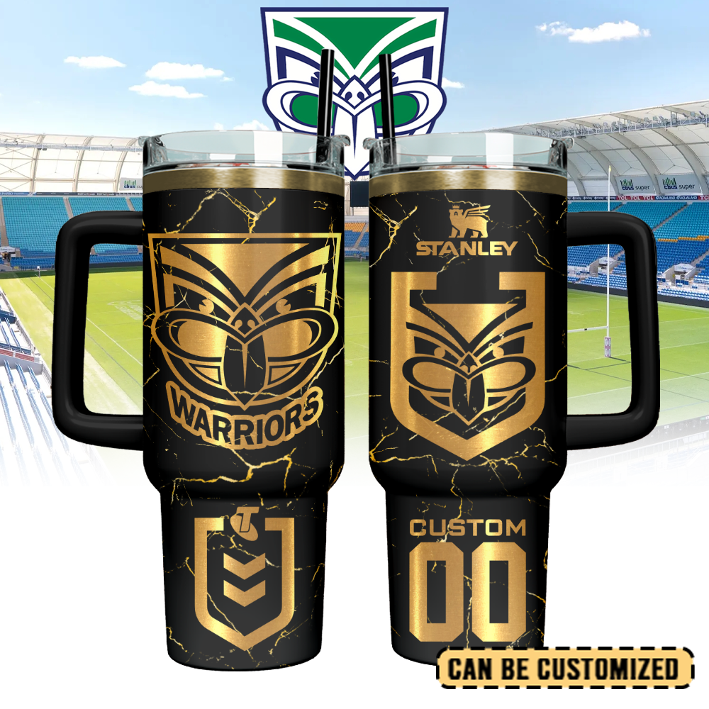 Auspiritmerch New Zealand Warriors Custom Stanley Quencher 40oz Stainless Steel Tumbler With Handle - Style1