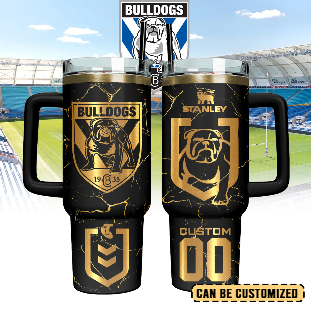 Auspiritmerch Canterbury-Bankstown Bulldogs Custom Stanley Quencher 40oz Stainless Steel Tumbler With Handle - Style1