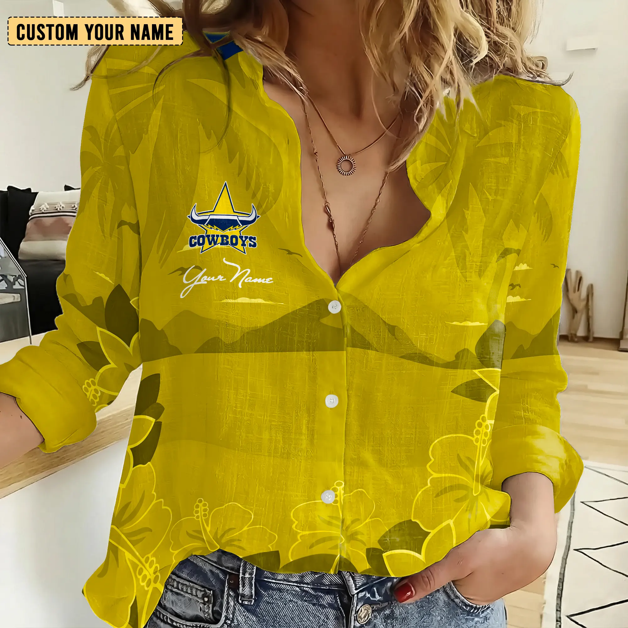 Auspiritmerch North Queensland Cowboys Personalized Women's Casual Shirt Gift For Fans