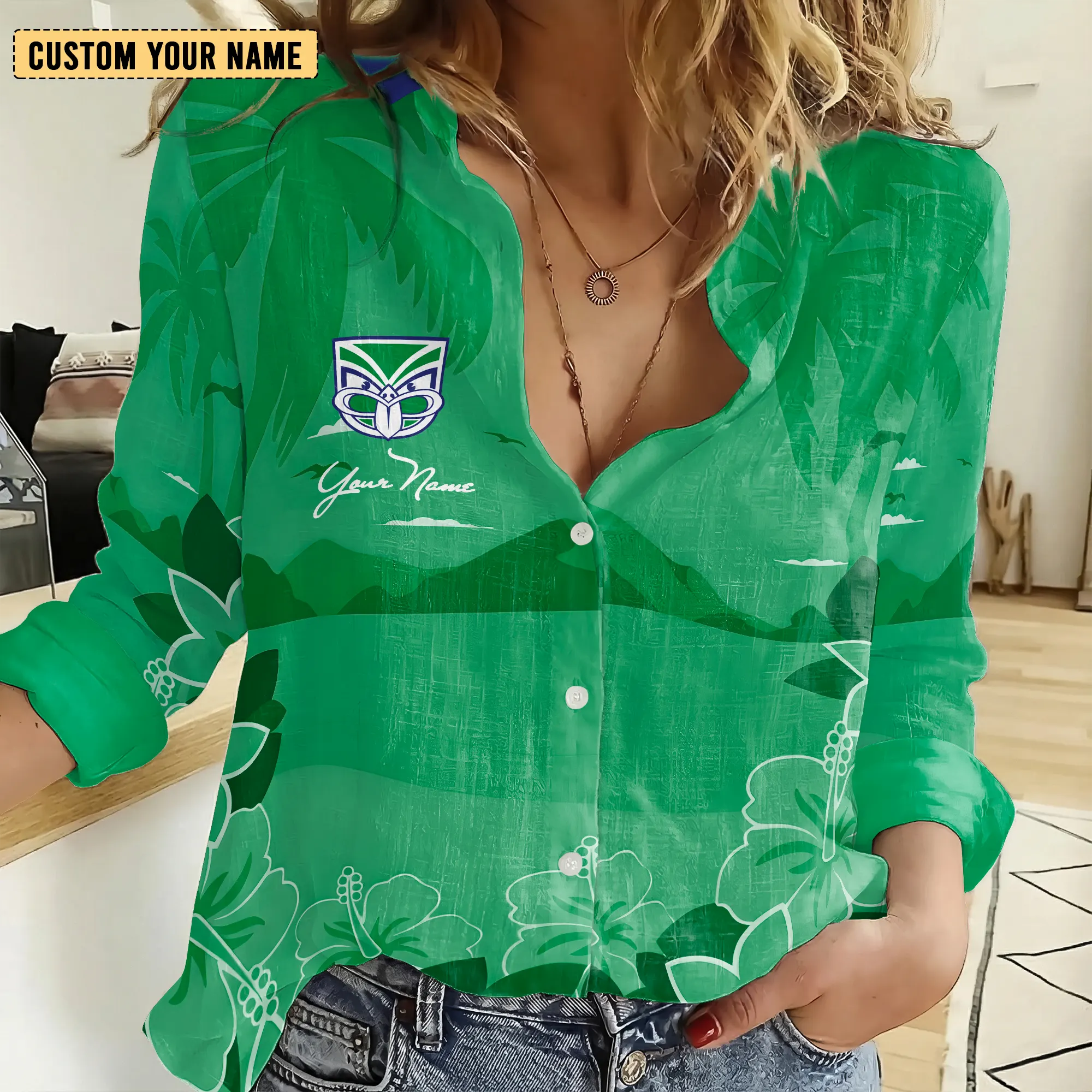 Auspiritmerch New Zealand Warriors Personalized Women's Casual Shirt Gift For Fans