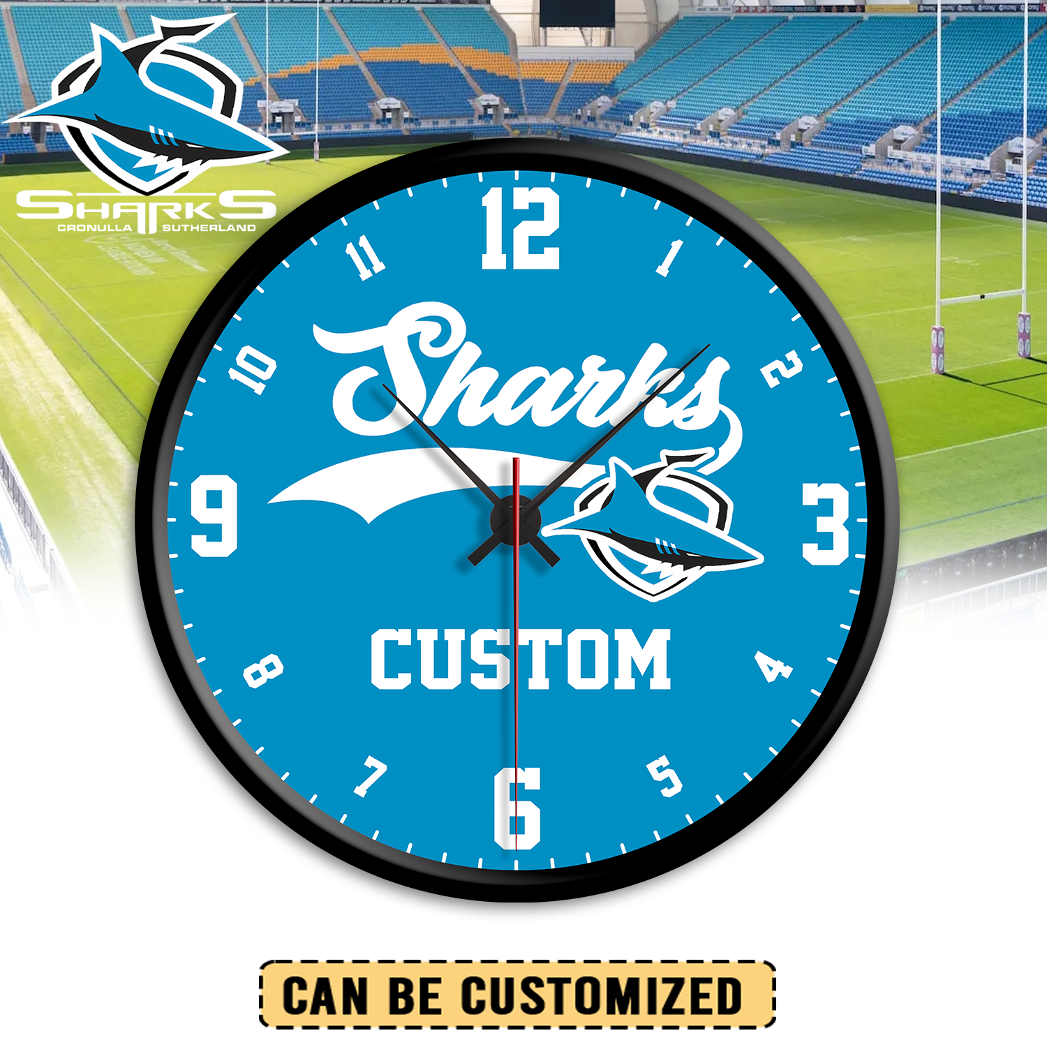 Auspiritmerch Cronulla-Sutherland Sharks Personalized Wall Clock For Home Gifts For Fans