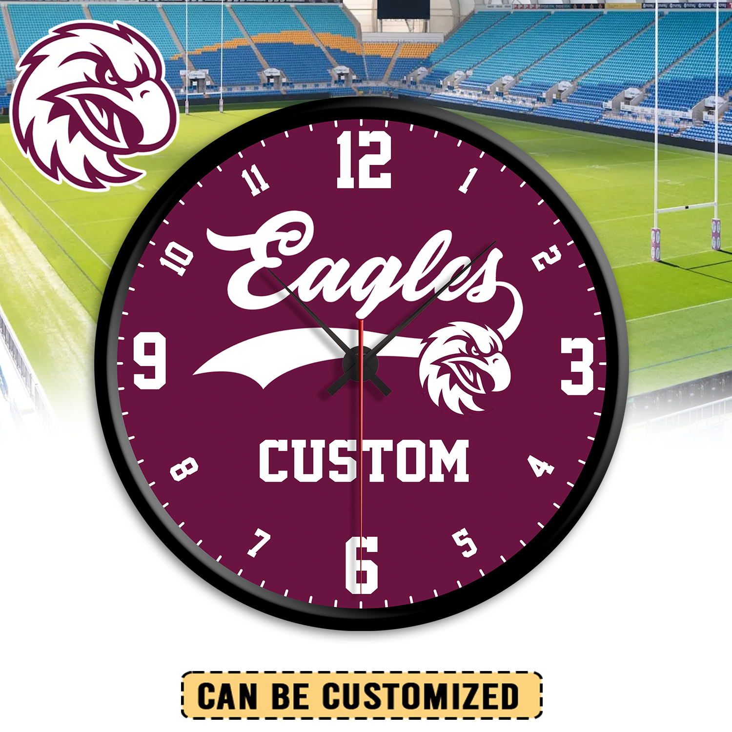 Auspiritmerch Manly Warringah Sea Eagles Personalized Wall Clock For Home Gifts For Fans
