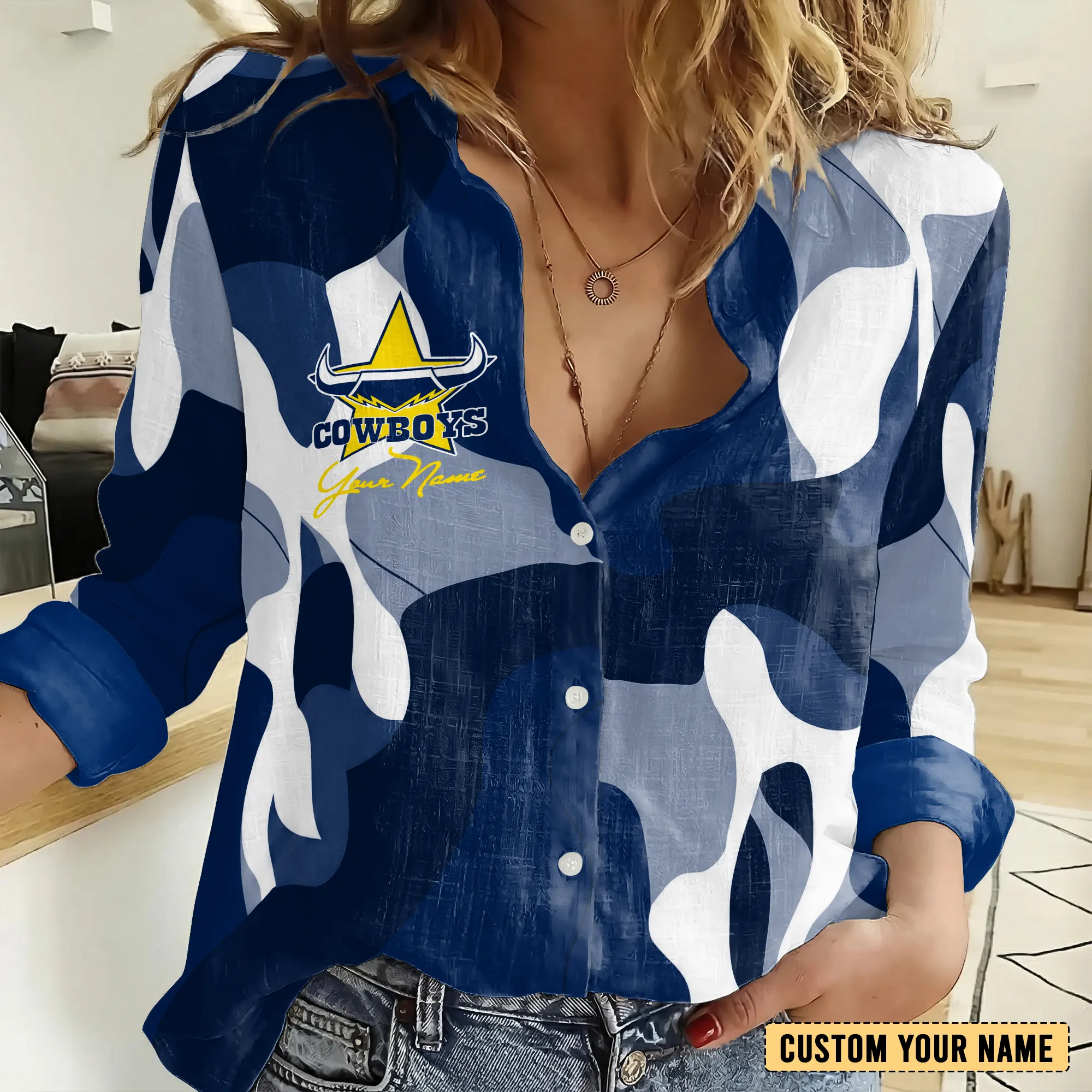 Auspiritmerch North Queensland Cowboys Personalized Women's Casual Shirt Gift For Fans