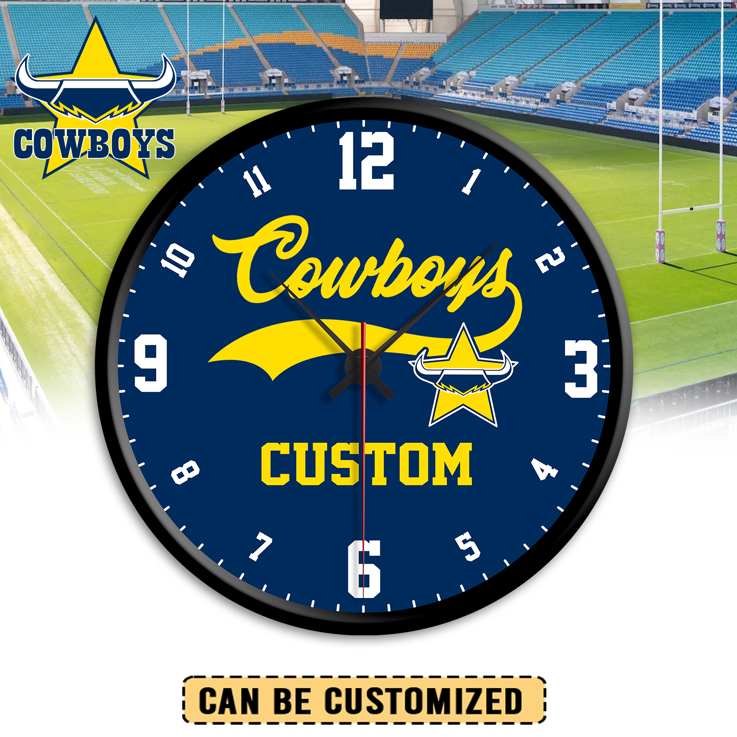Auspiritmerch North Queensland Cowboys Personalized Wall Clock For Home Gifts For Fans