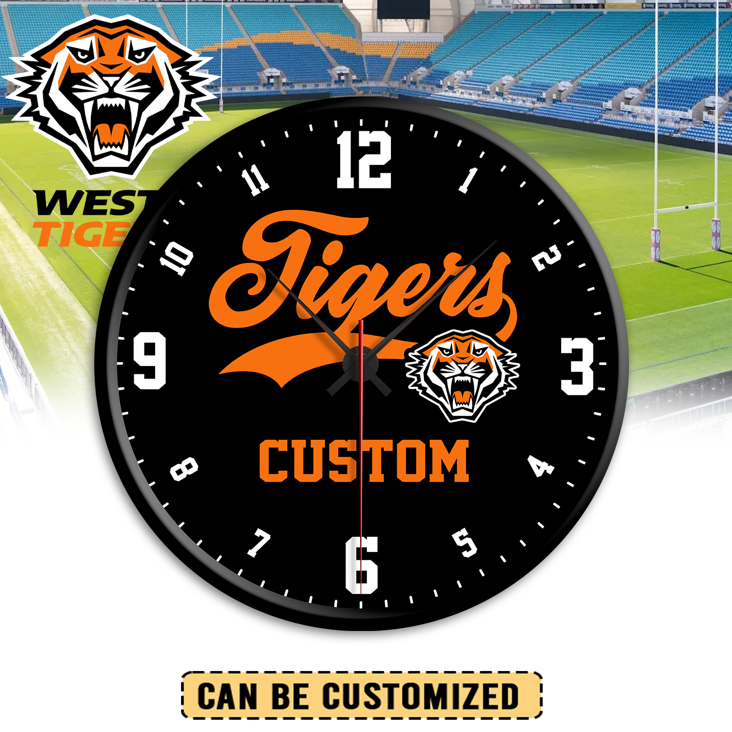 Auspiritmerch Wests Tigers Personalized Wall Clock For Home Gifts For Fans
