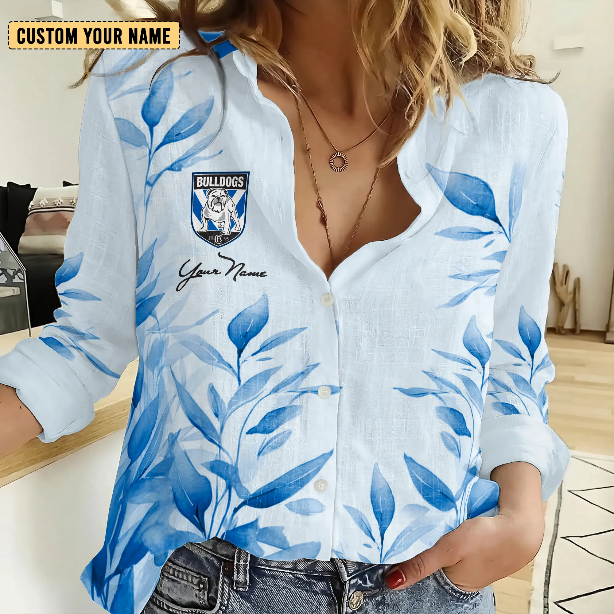 Auspiritmerch Canterbury-Bankstown Bulldogs Personalized Women's Casual Shirt Gift For Fans