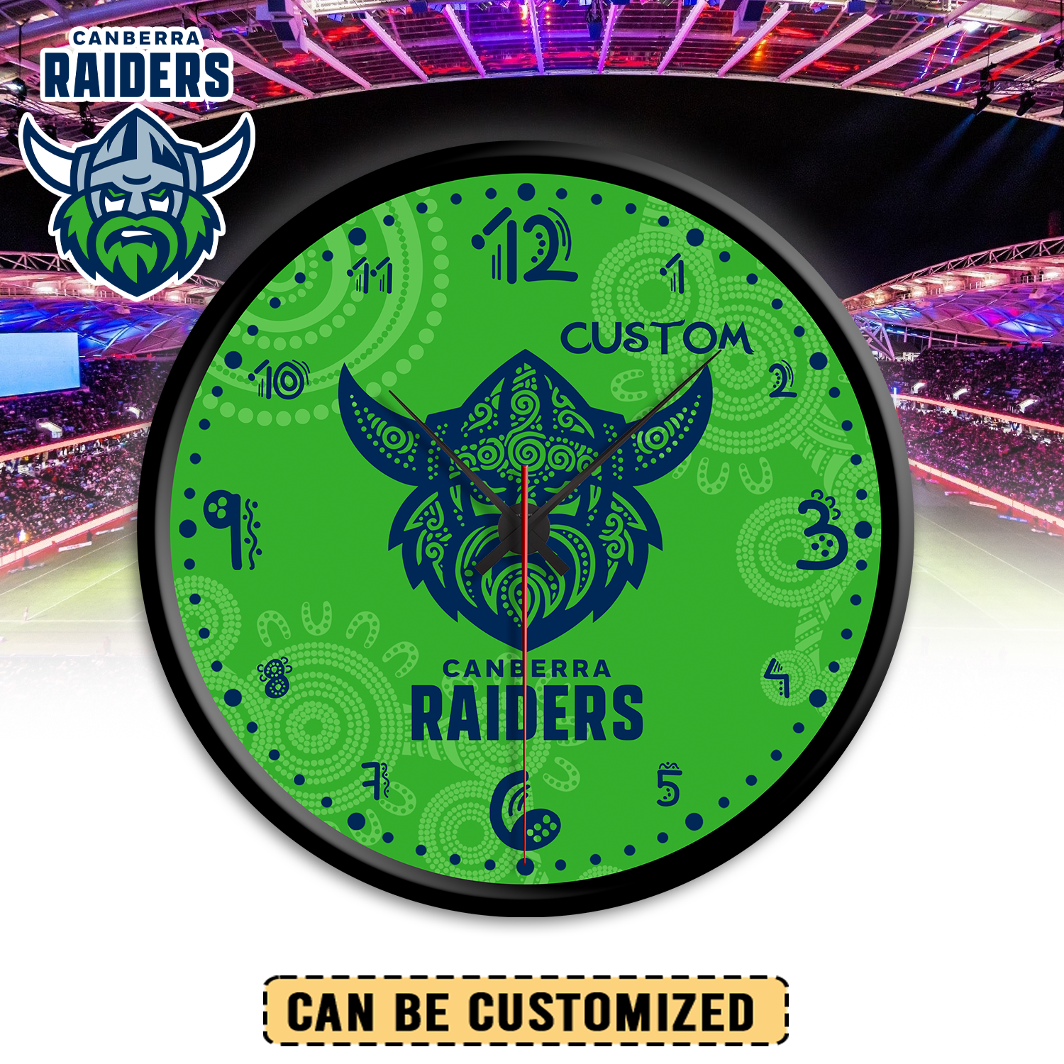 Auspiritmerch Canberra Raiders Personalized Wall Clock For Home Gifts For Fans