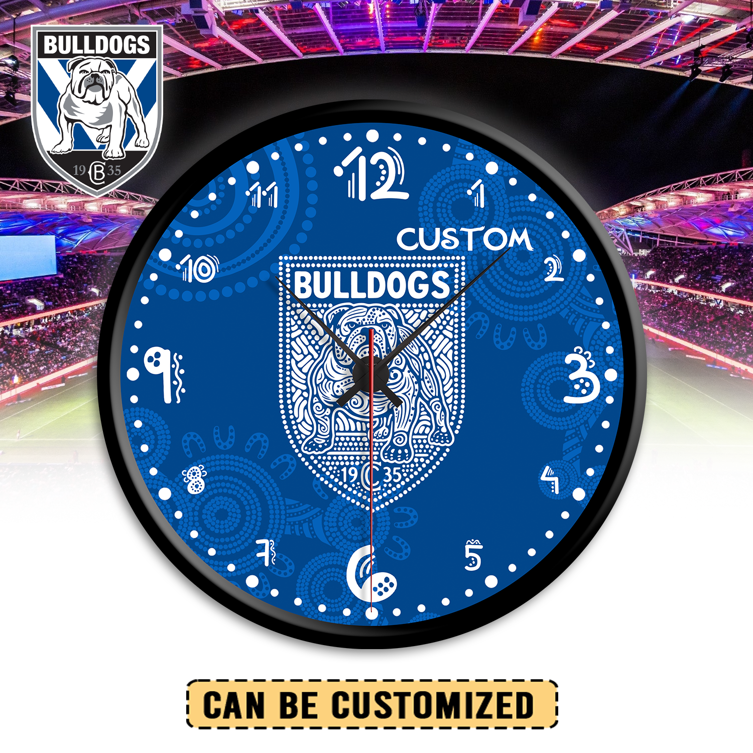 Auspiritmerch Canterbury-Bankstown Bulldogs Personalized Wall Clock For Home Gifts For Fans